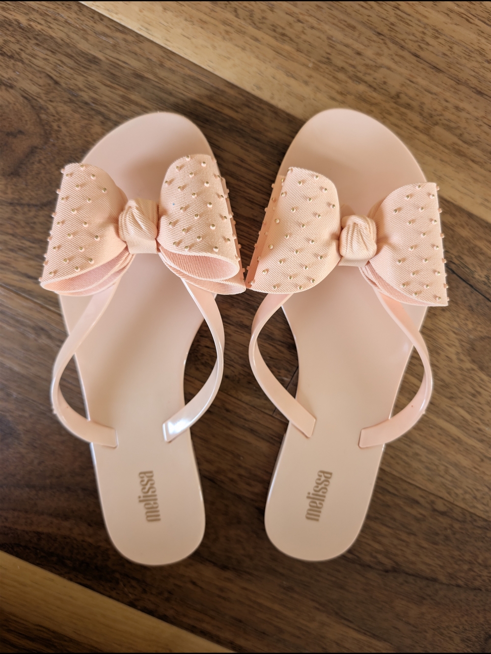 Melissa Pink Bow Jelly Sandals with Gold Stud Accents